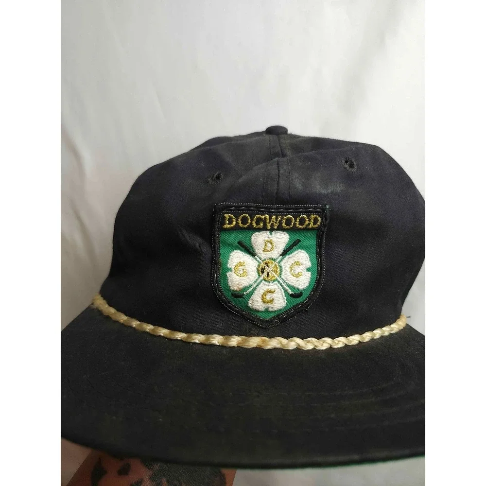 Vintage Derby Cap Co. Dogwood Golf Rope Cap Black Adjustable Leather Strap